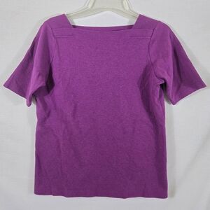 L.L. Bean Women's Purple Square Boat Neck Short Sleeve Top Size Medium